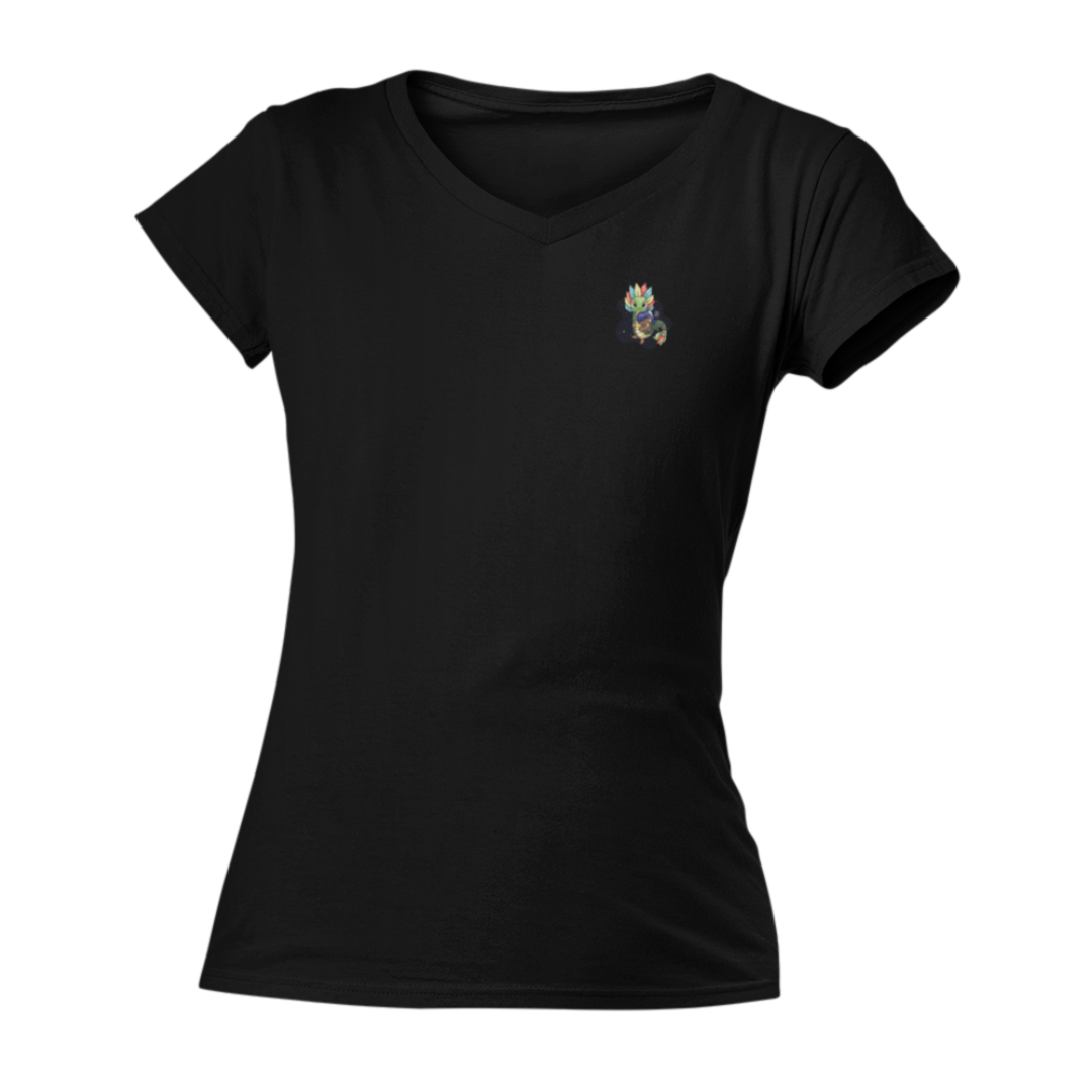 Playera Cuello V Ajolotito NiÇña Y Quetzalcoatl Mirari Chan