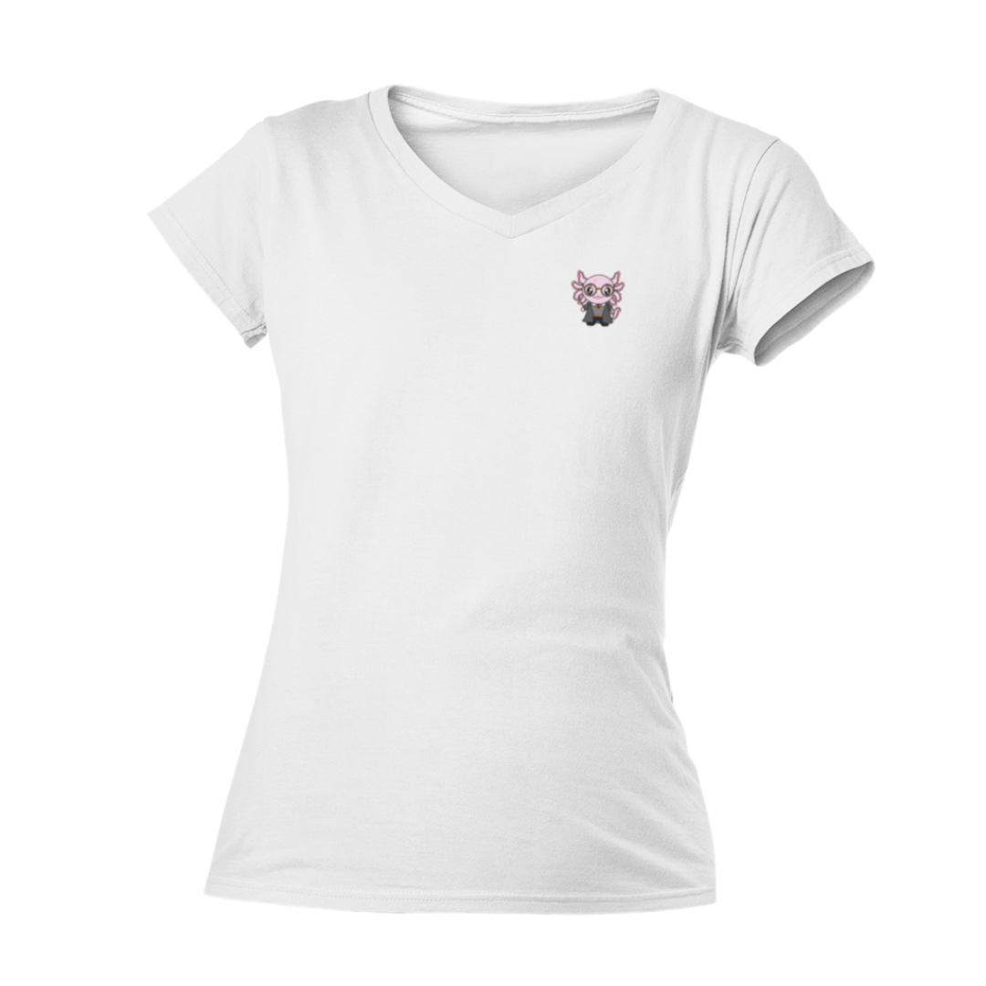 Playera Cuello V Axolotzin Maguito Ajolote