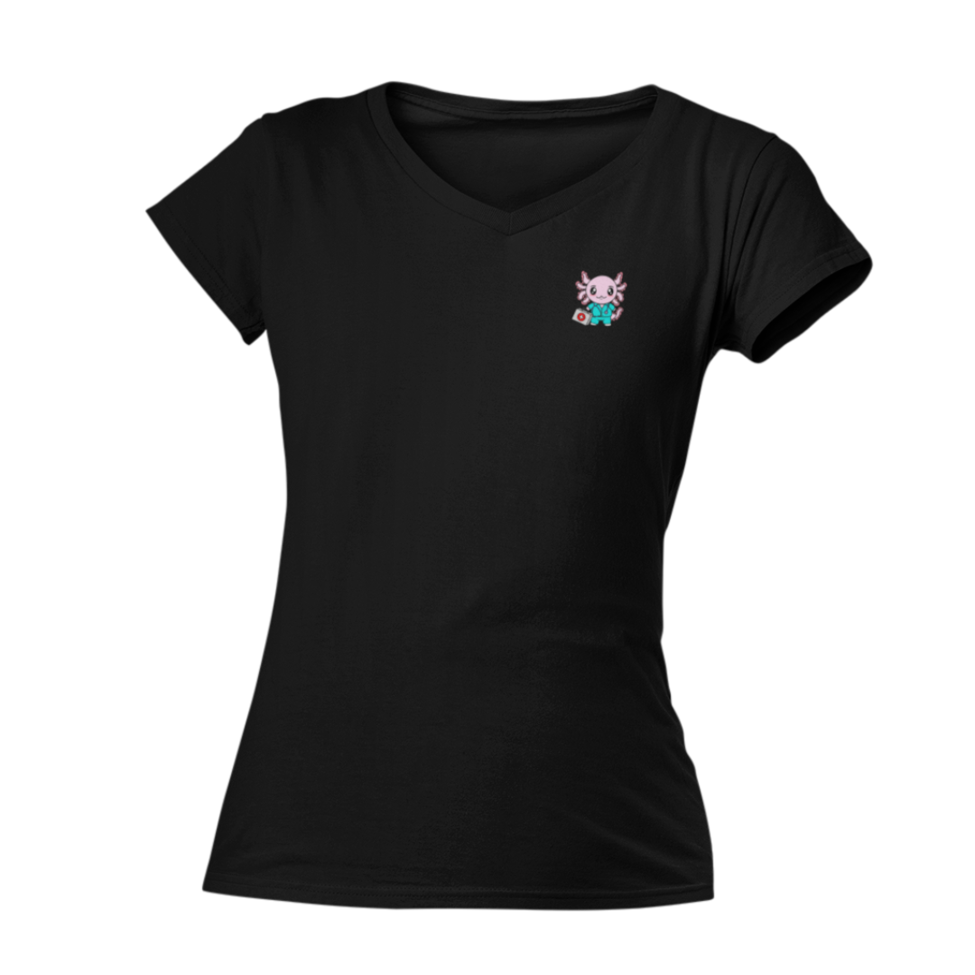 Playera Cuello V Axolotzin Enfermero Ajolote