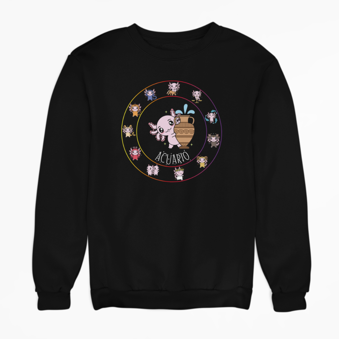 Sudadera Horóscopos Acuario Axolotzin Ajolote Unisex