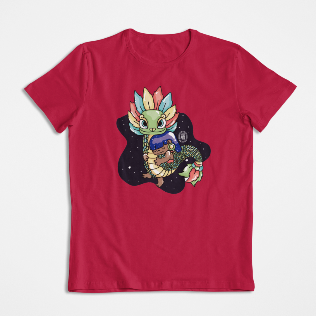 Playera Ajolotito Niña Y Quetzalcoatl Mirari Chan