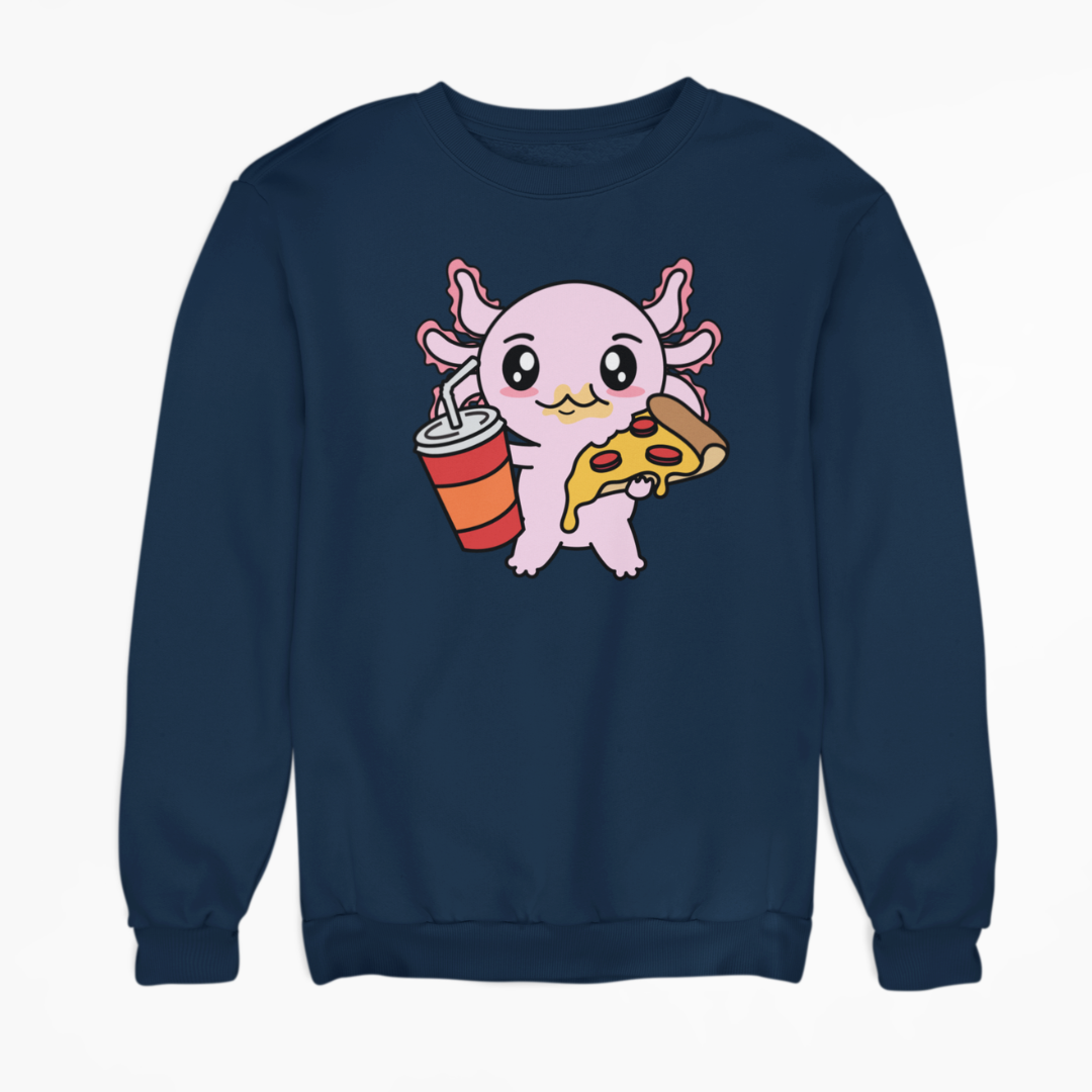 Sudadera Axolotzin Comiendo Pizza Ajolote Unisex