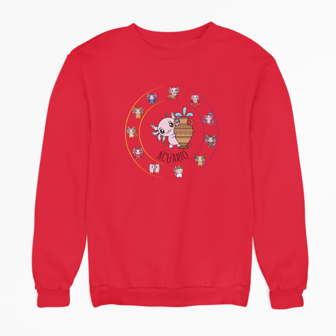 Sudadera Horóscopos Acuario Axolotzin Ajolote Unisex