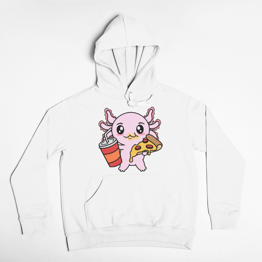 Hoodie Axolotzin Comiendo Pizza Ajolote Unisex