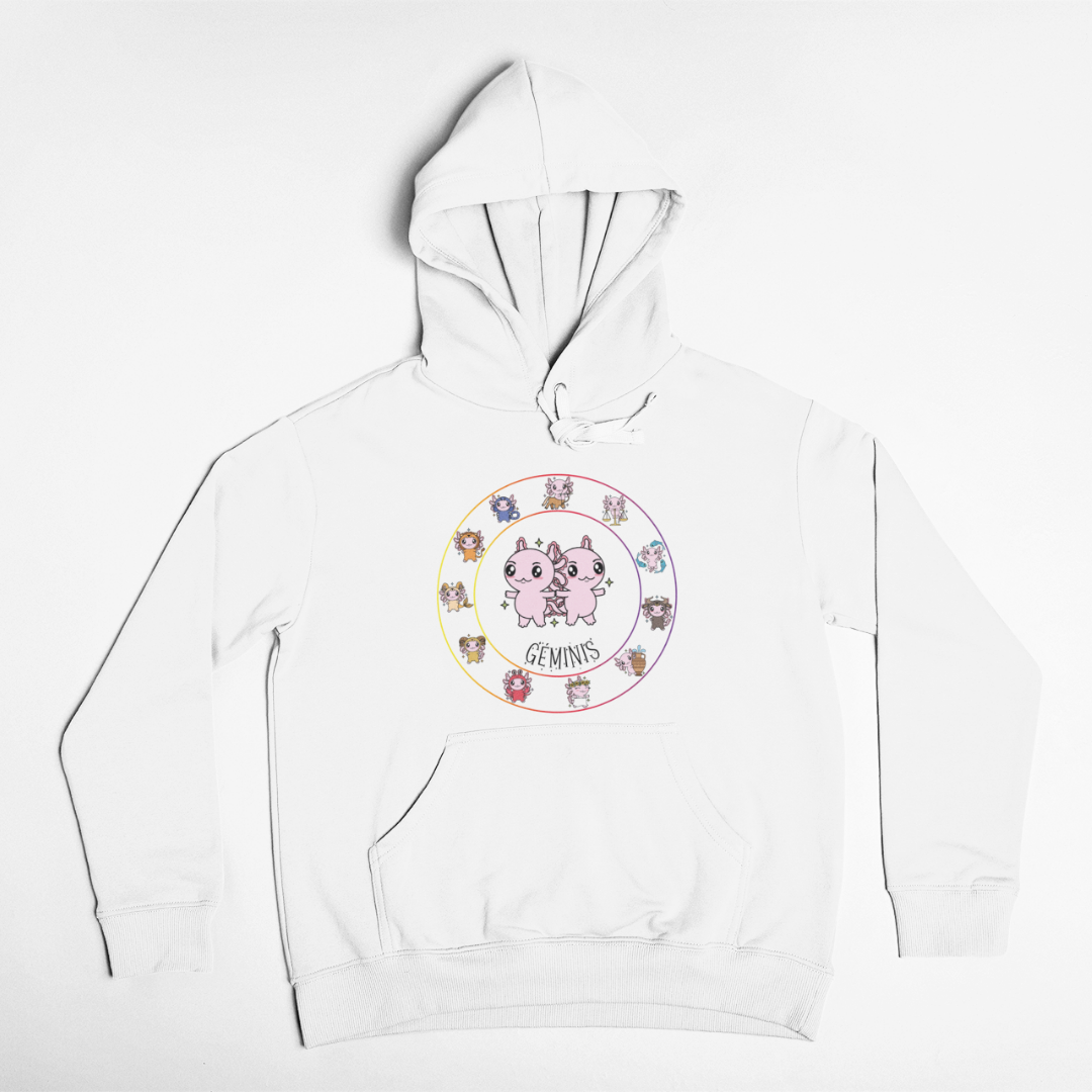 Hoodie Horóscopos Geminis Axolotzin Ajolote Unisex