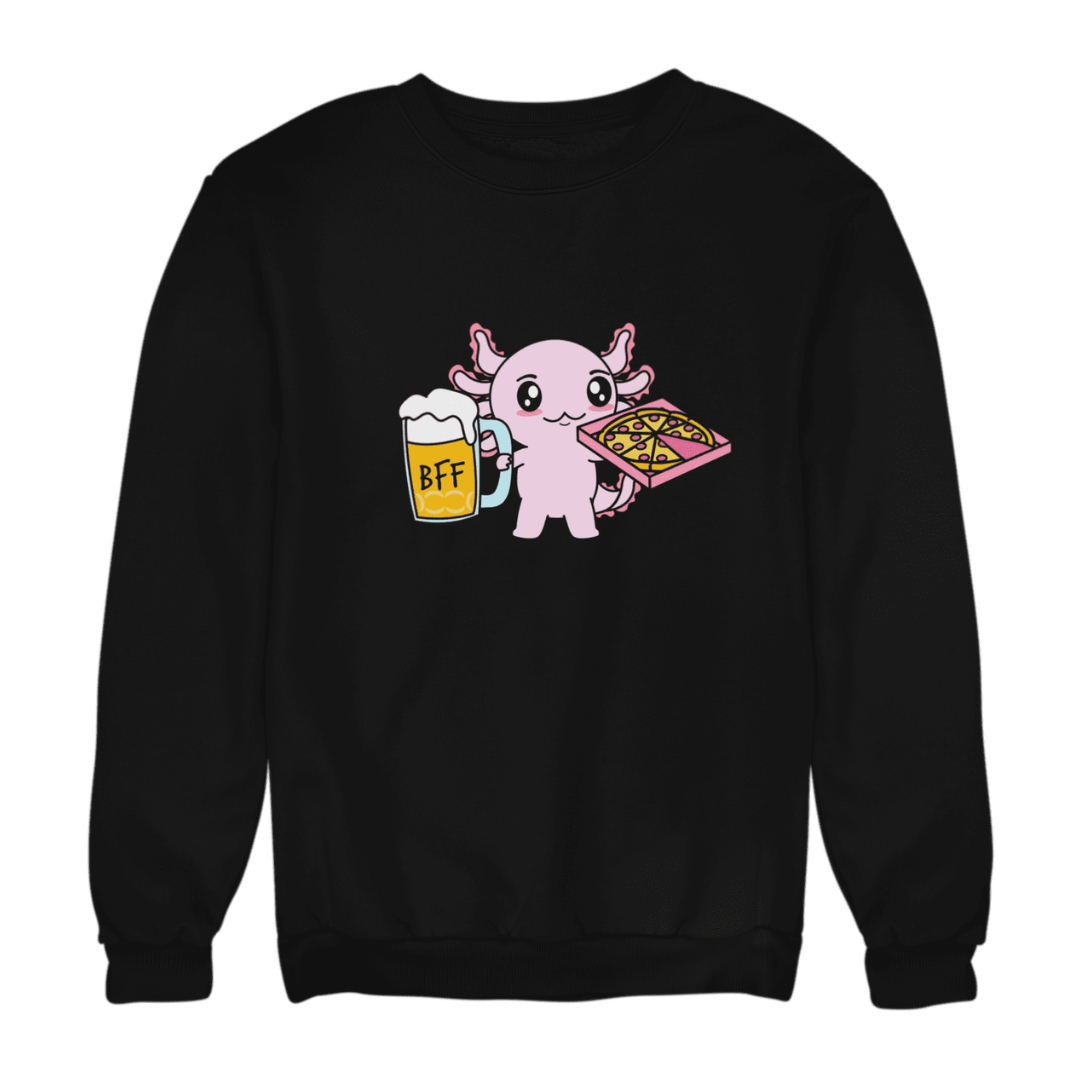 Sudadera Axolotzin Pizza & Cerveza Ajolote Unisex