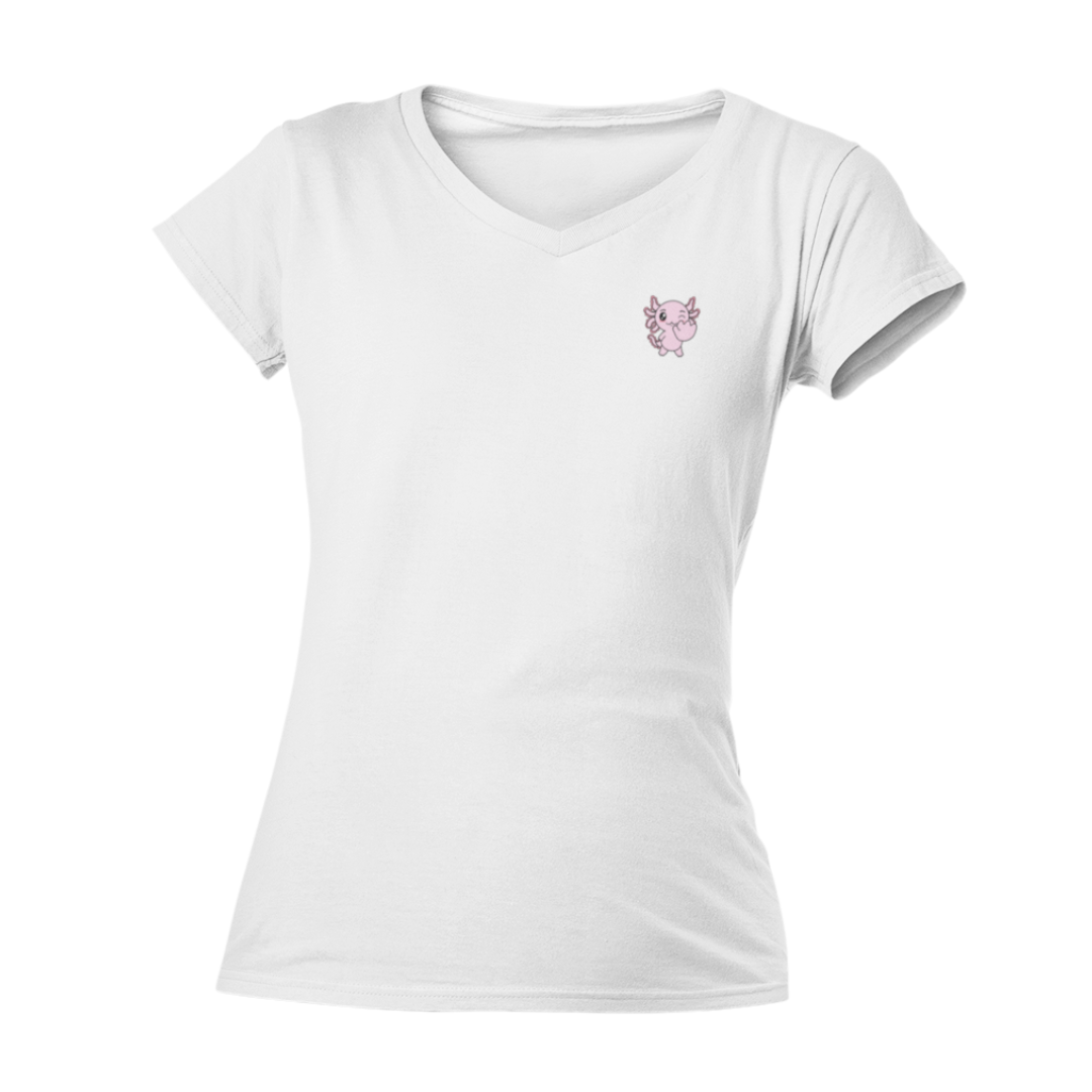 Playera Cuello V Axoloteria La Mano Ajolote Adulto