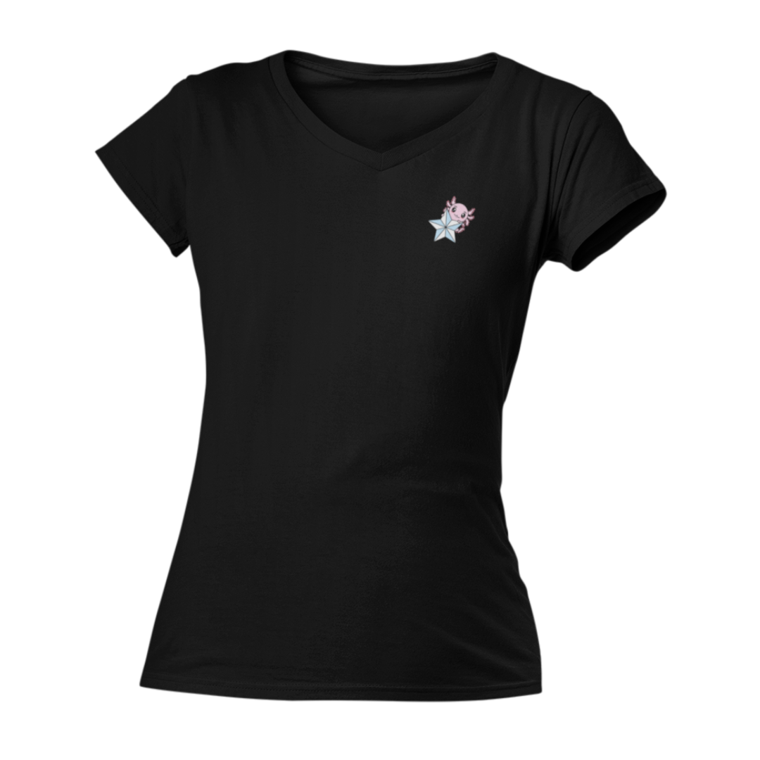 Playera Cuello V Axoloteria La Estrella Ajolote Adulto