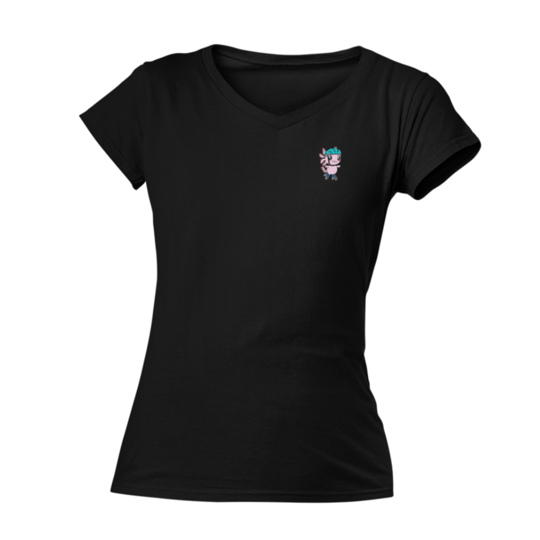 Playera Cuello V Axolotzin Patinador Ajolote