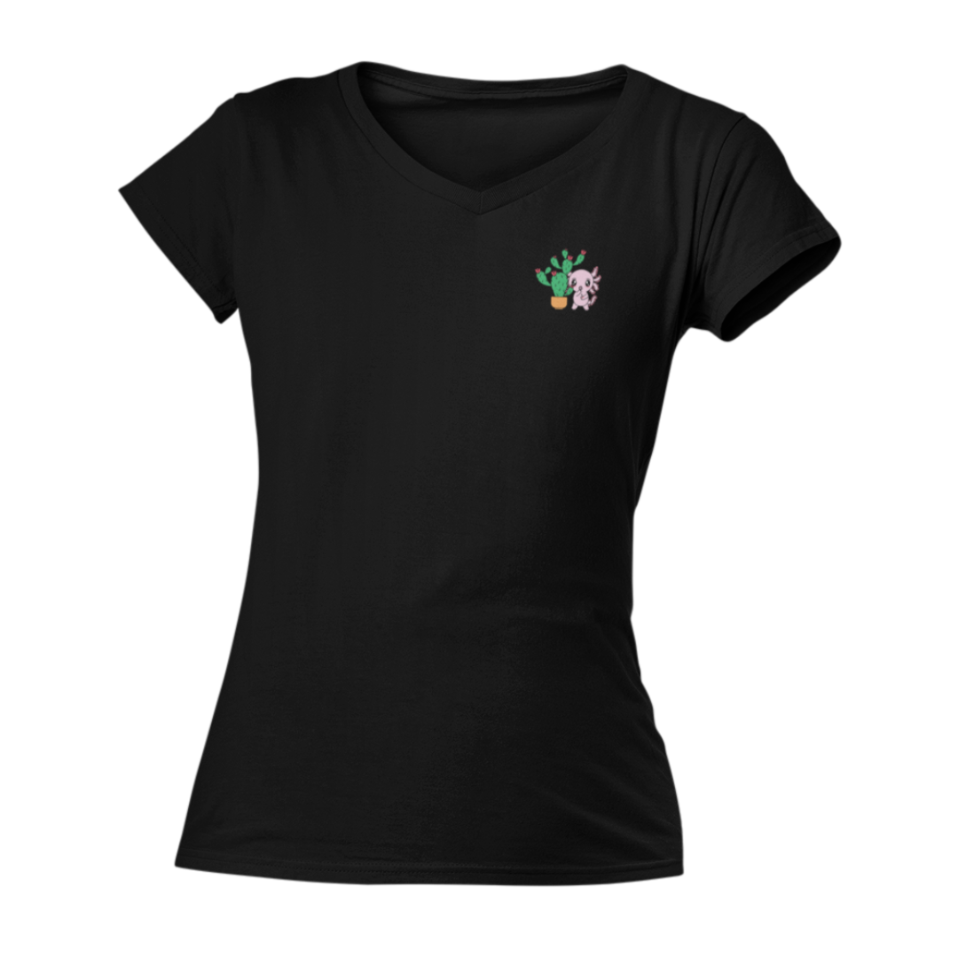 Playera Cuello V Axoloteria El Nopal Ajolote Adulto