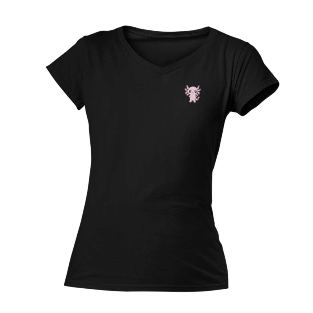 Playera Cuello V Axolotzin Triste Ajolote