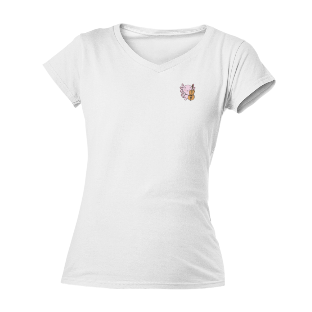 Playera Cuello V Axoloteria El Violoncello Ajolote Adulto