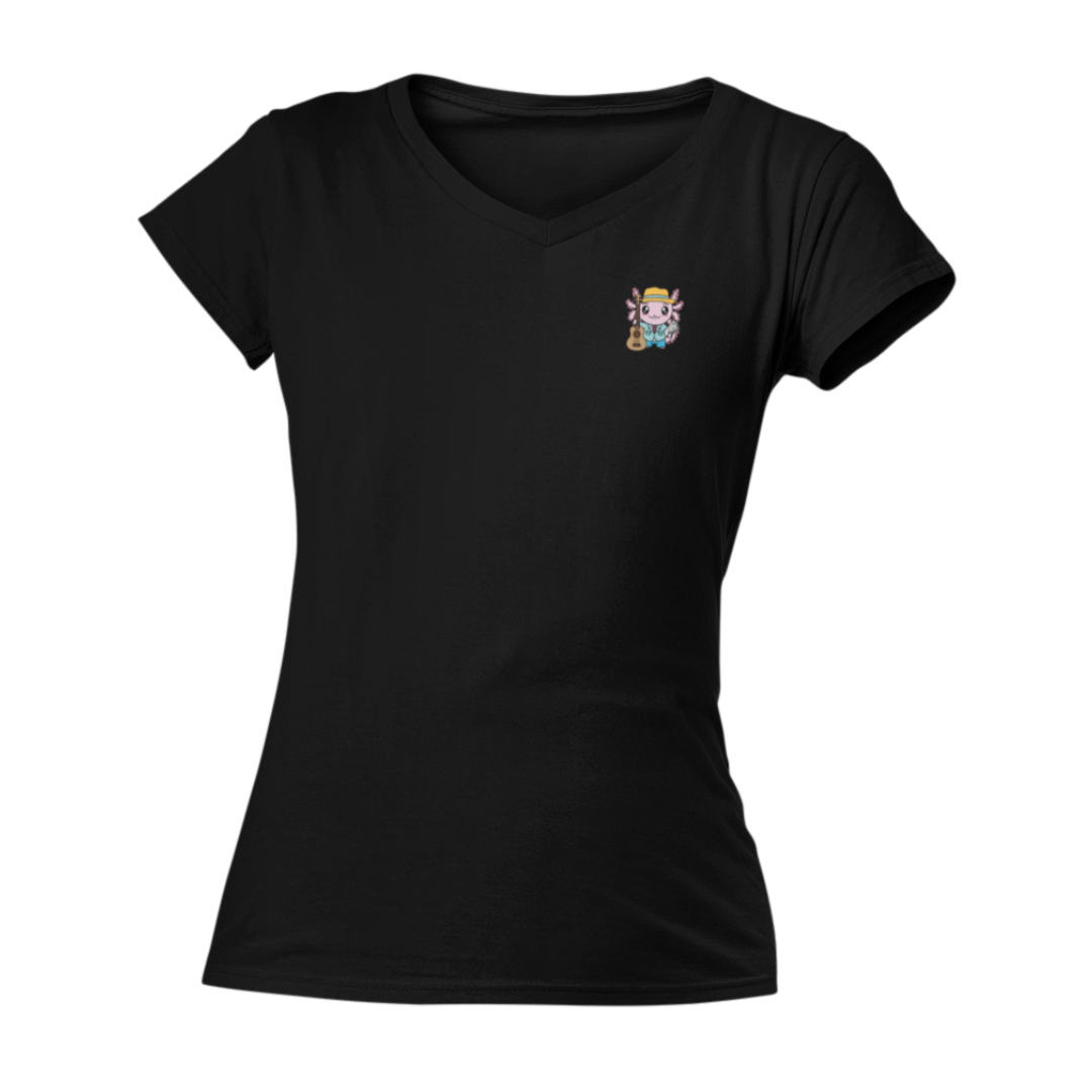 Playera Cuello V Axoloteria El Musico Ajolote Adulto