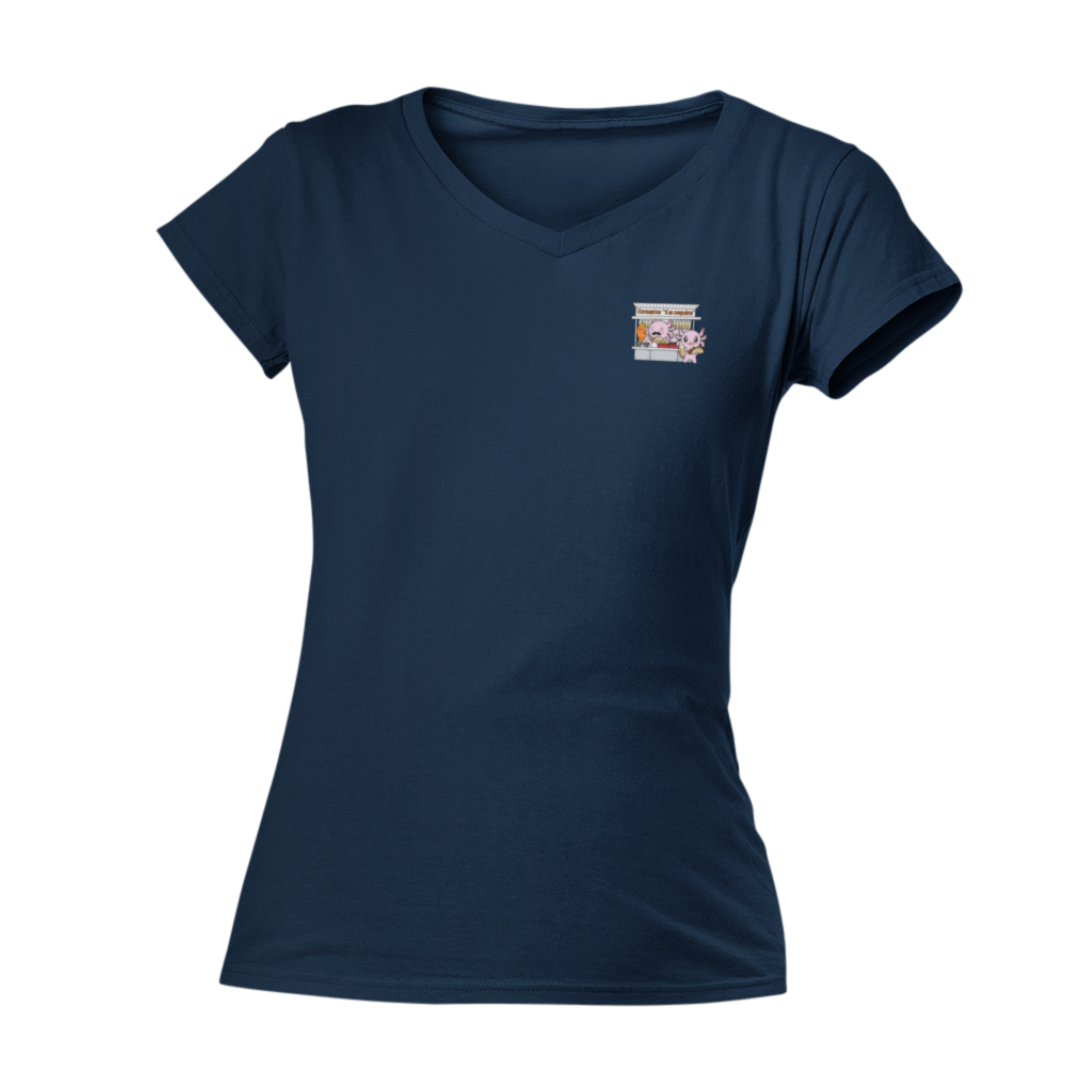 Playera Cuello V Axolotzin Puesto De Tacos Ajolote