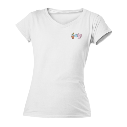 Playera Cuello V Axoloteria La Maceta Ajolote Adulto