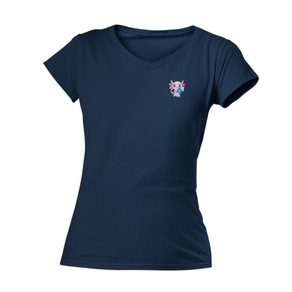 Playera Cuello V Axolotzin Botella Agua Ajolote