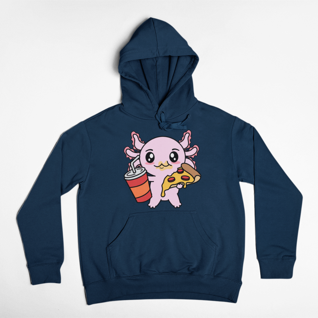 Hoodie Axolotzin Comiendo Pizza Ajolote Unisex