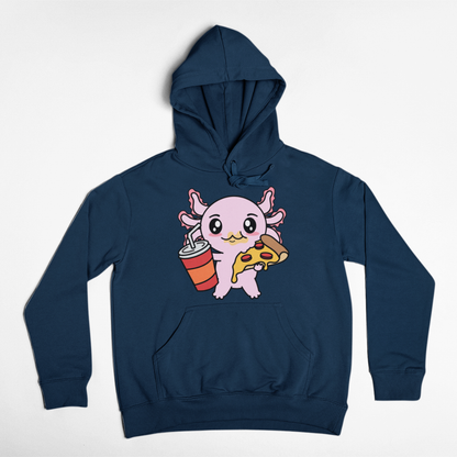 Hoodie Axolotzin Comiendo Pizza Ajolote Unisex