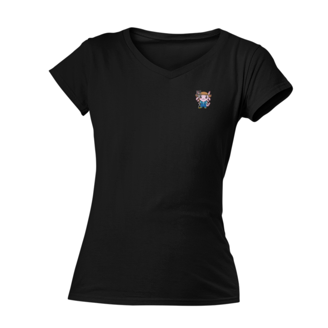 Playera Cuello V Axolotzin Granjero Ajolote