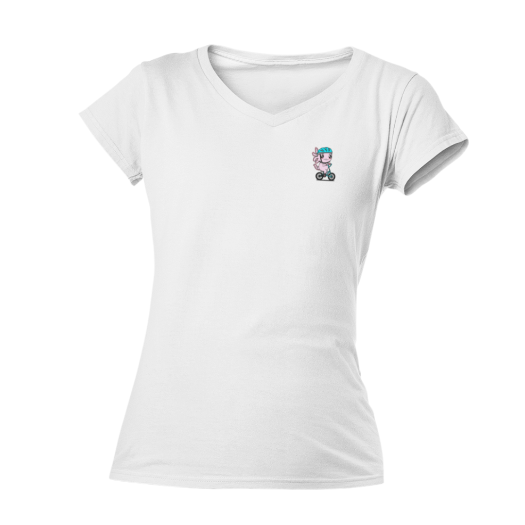 Playera Cuello V Axolotzin Ciclista Ajolote