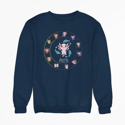 Sudadera Horóscopos Piscis Axolotzin Ajolote Unisex