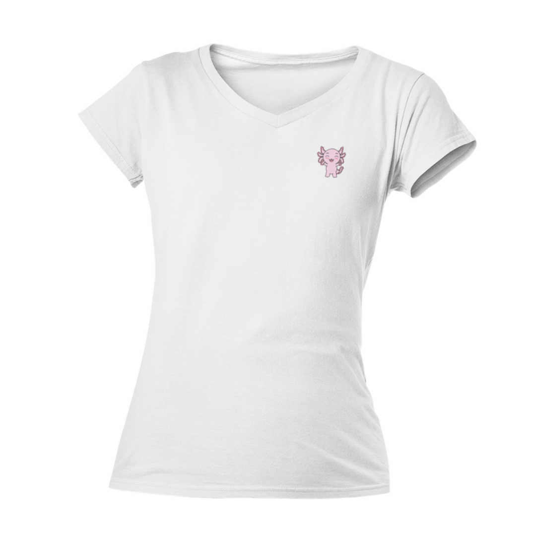 Playera Cuello V Axolotzin Feliz Ajolote