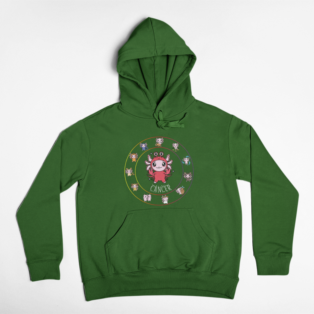 Hoodie Horóscopos Cancer Axolotzin Ajolote Unisex