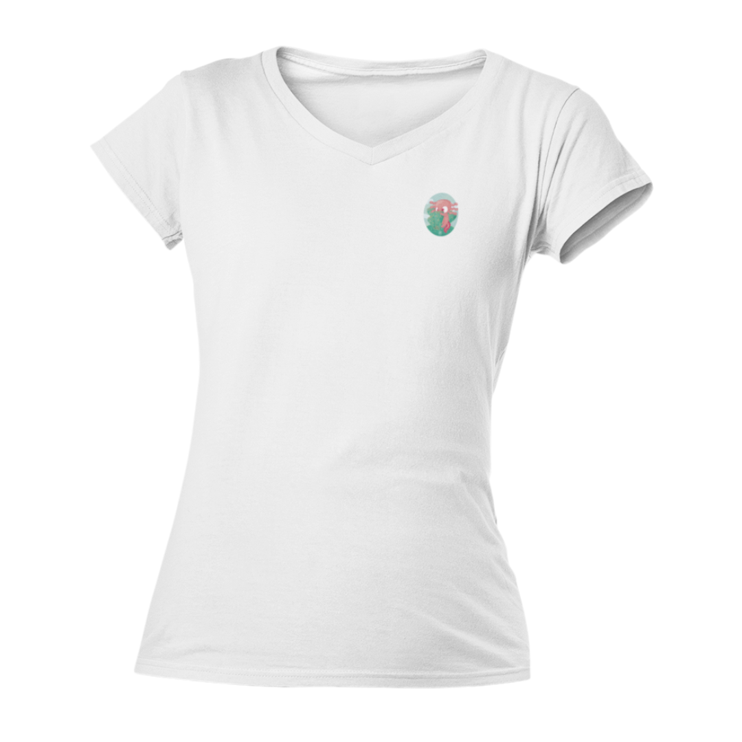 Playera Cuello V Ajolotito Nopalito Mirari Chan