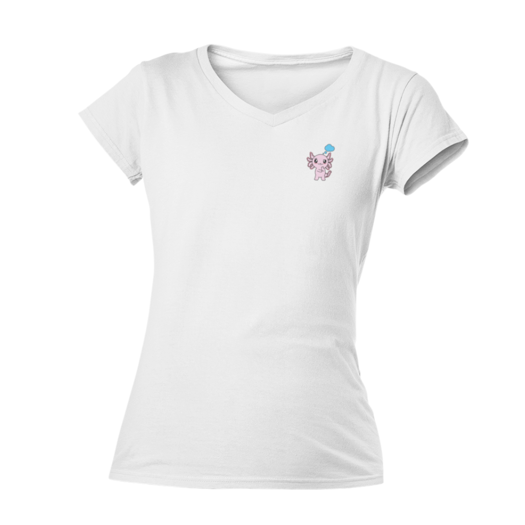 Playera Cuello V Axolotzin Pensando Ajolote