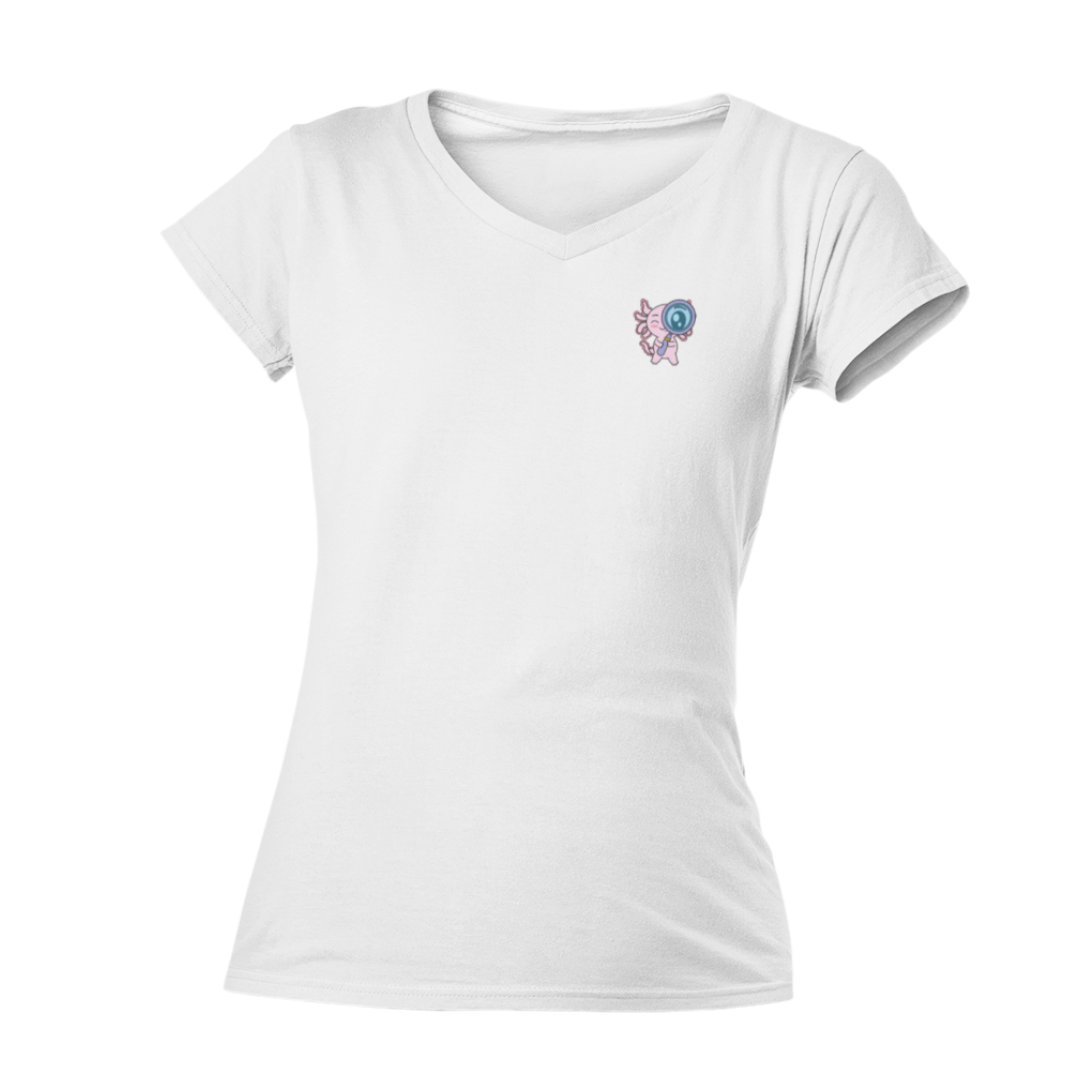 Playera Cuello V Axolotzin Curioso Ajolote
