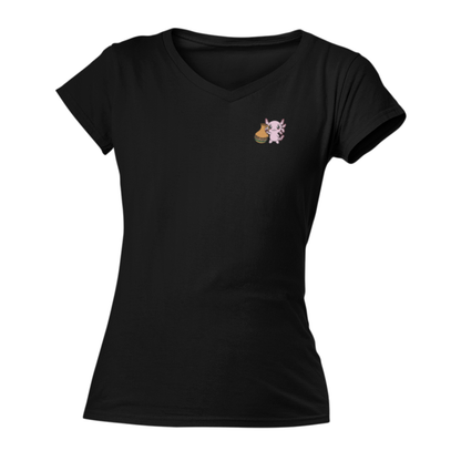 Playera Cuello V Axoloteria El Cantarito Ajolote Adulto