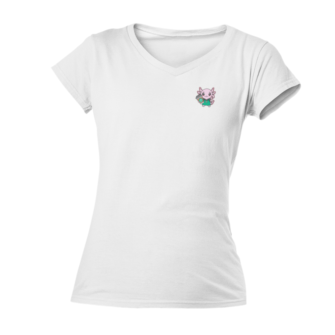 Playera Cuello V Axolotzin Barista Ajolote
