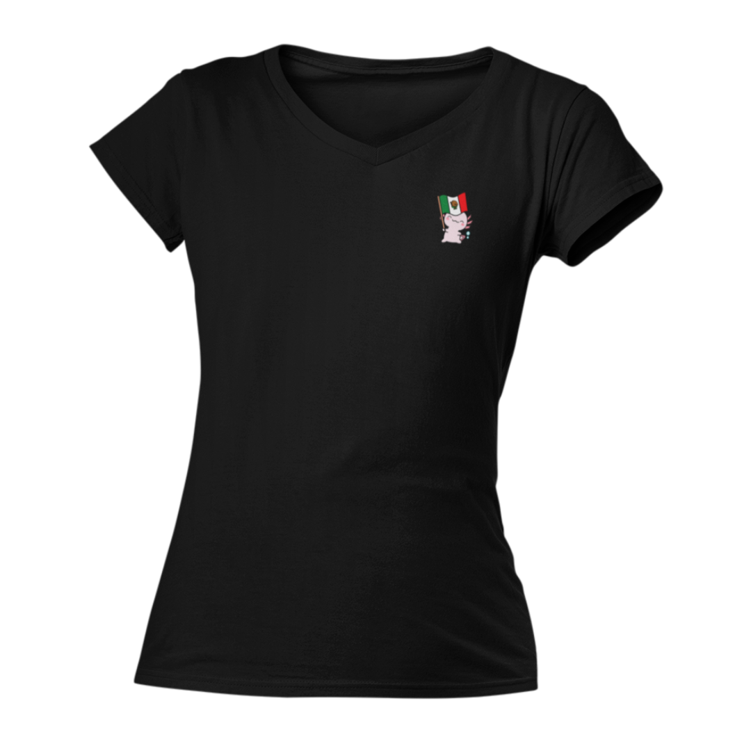 Playera "V" Ajolote Y Su Bandera Xo The Monster
