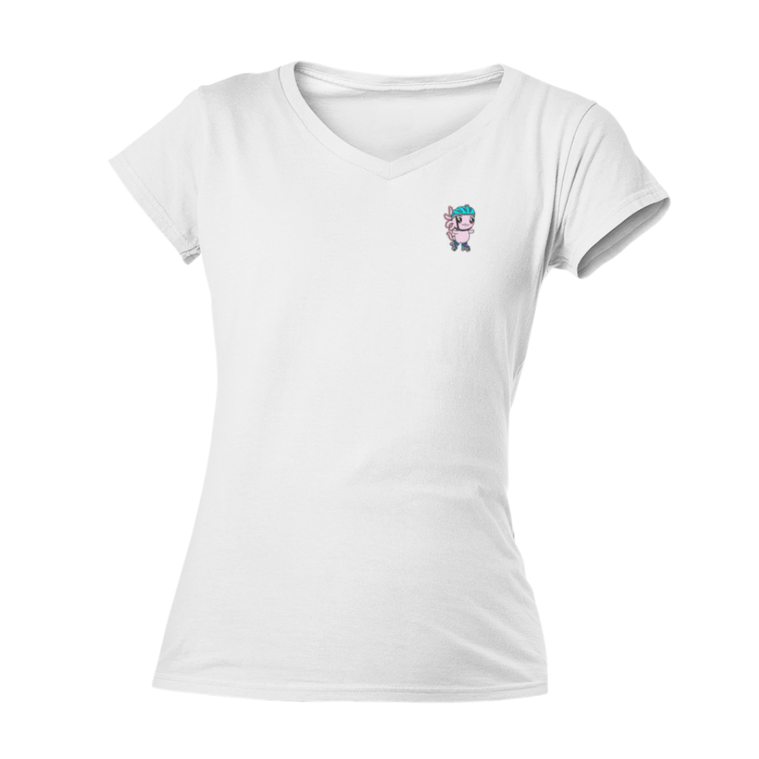 Playera Cuello V Axolotzin Patinador Ajolote