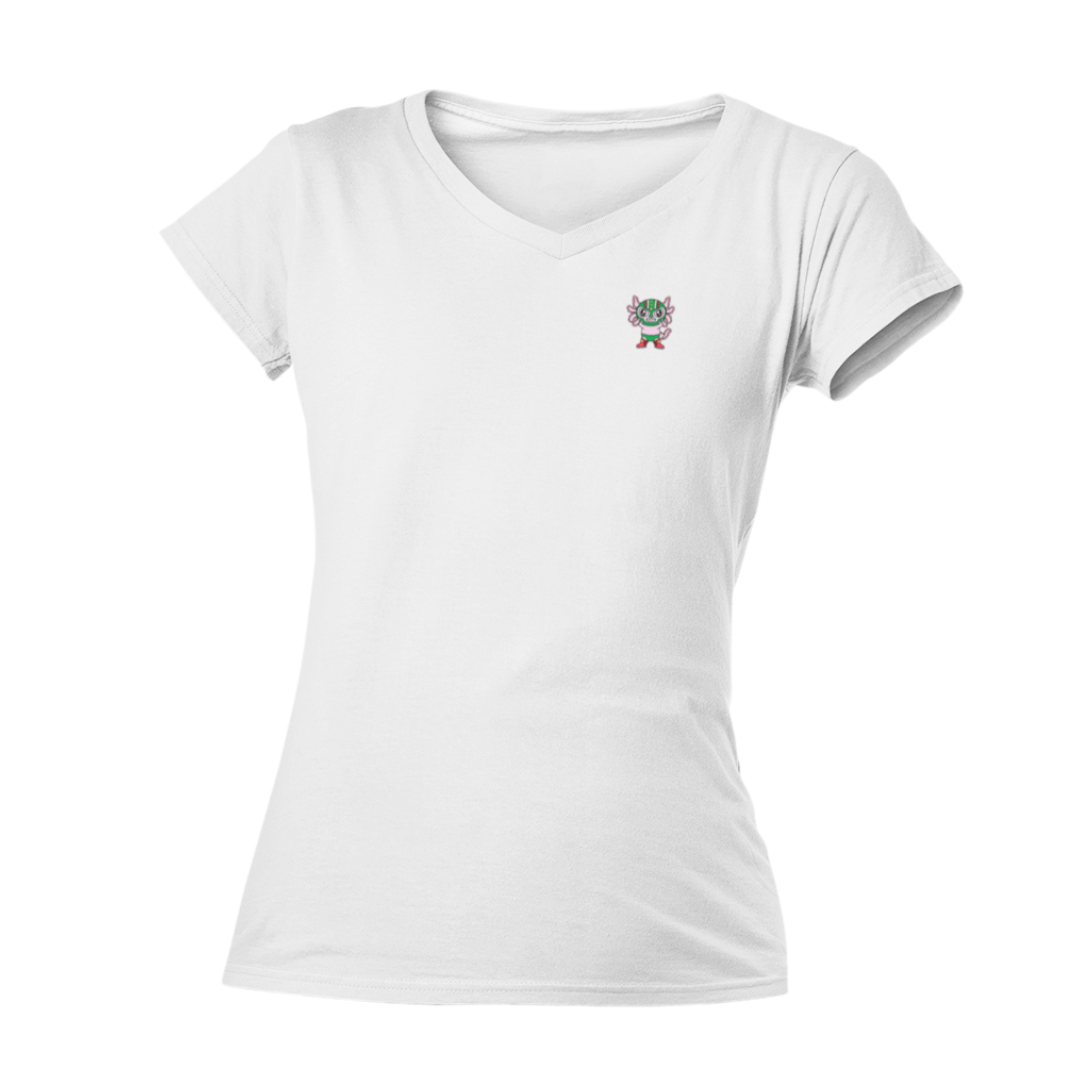 Playera Cuello V Axolotzin Luchador Ajolote