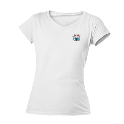 Playera Cuello V Axolotzin Baterista Ajolote
