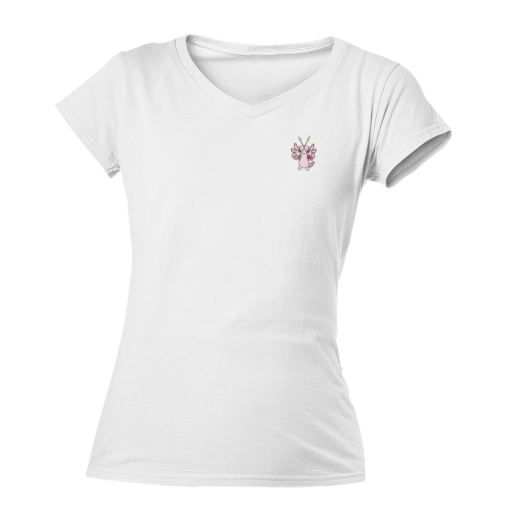 Playera Cuello V Axoloteria Las Jaras Ajolote Adulto