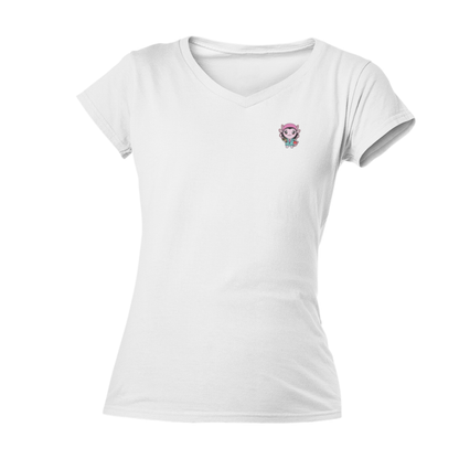 Playera Cuello V Axoloteria La Dama Ajolote Adulto