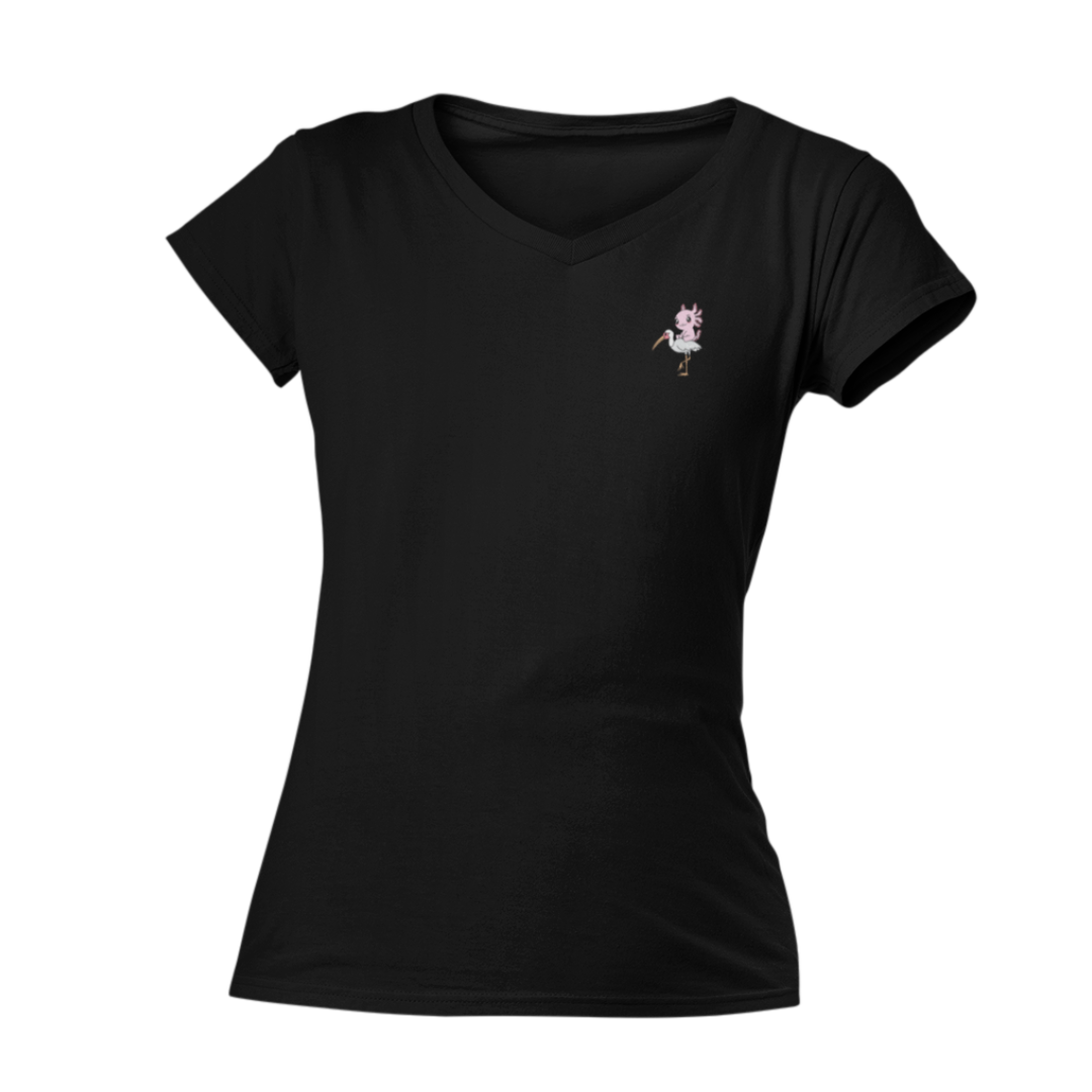 Playera Cuello V Axoloteria La Garza Ajolote Adulto