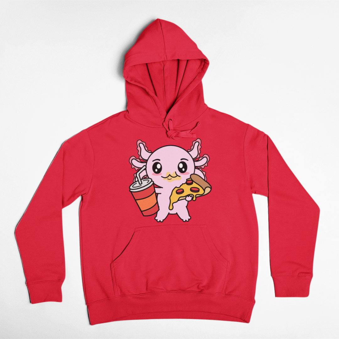 Hoodie Axolotzin Comiendo Pizza Ajolote Unisex