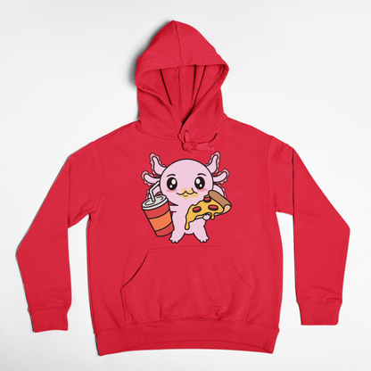 Hoodie Axolotzin Comiendo Pizza Ajolote Unisex
