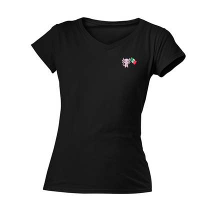 Playera Cuello V Axolotzin Bandera Ajolote