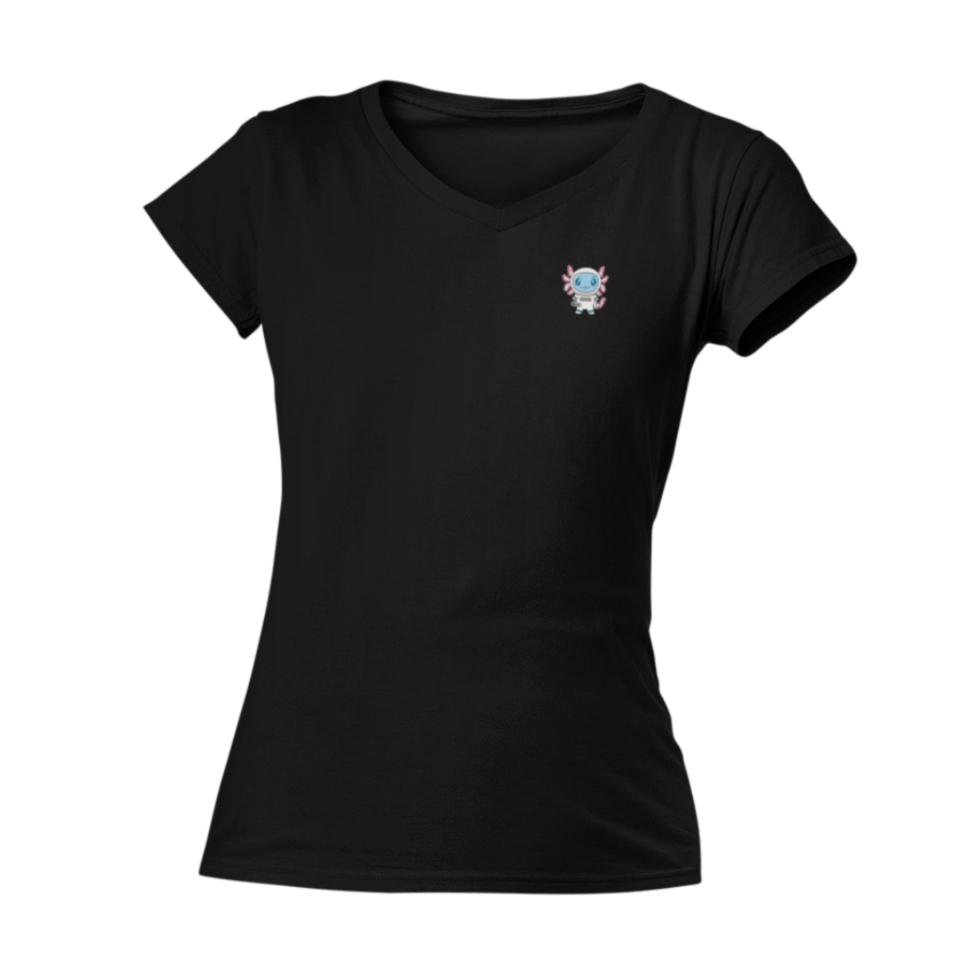 Playera Cuello V Axolotzin Astronauta Ajolote