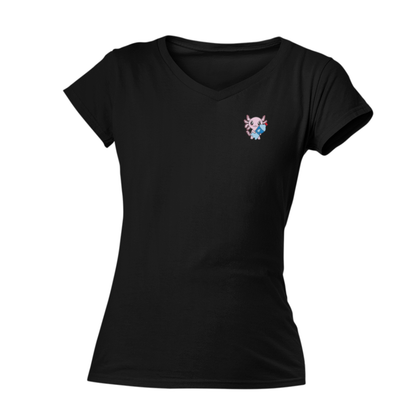 Playera Cuello V Axolotzin Botella Agua Ajolote