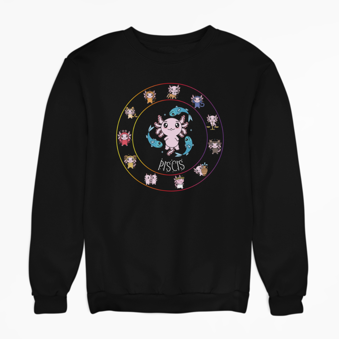 Sudadera Horóscopos Piscis Axolotzin Ajolote Unisex