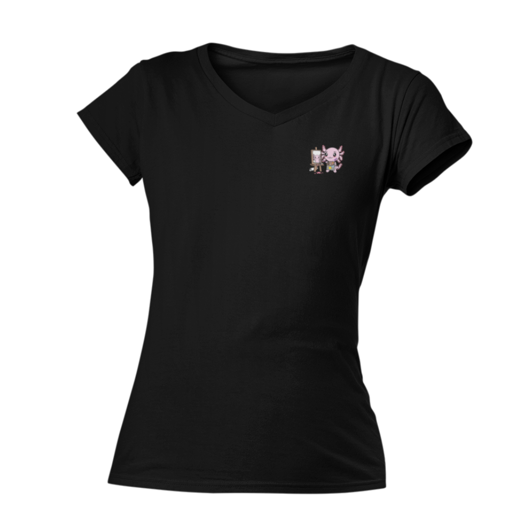 Playera Cuello V Axolotzin Autorretrato Ajolote