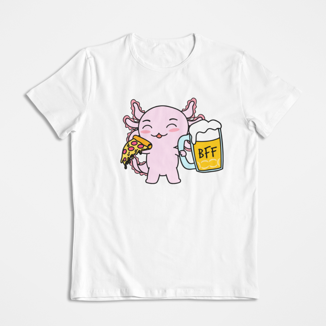 Playera Axolotzin Pizza & Cerveza Ajolote