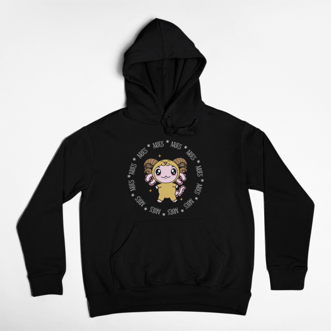 Hoodie Axolotzin Horóscopos Aro Aries Ajolote Unisex