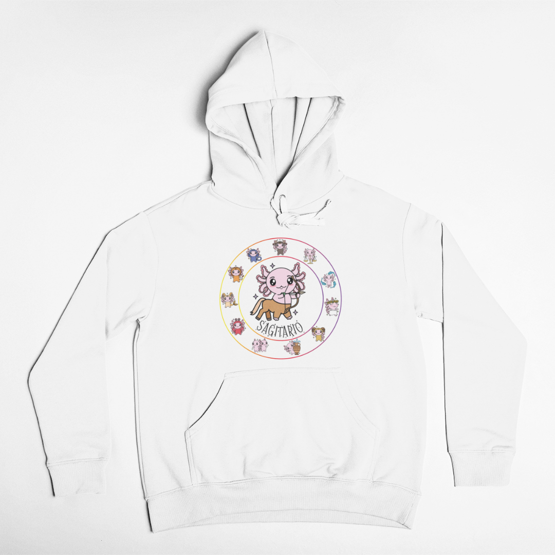 Hoodie Horóscopos Sagitario Axolotzin Ajolote Unisex
