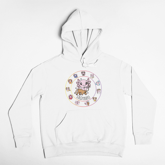 Hoodie Horóscopos Sagitario Axolotzin Ajolote Unisex